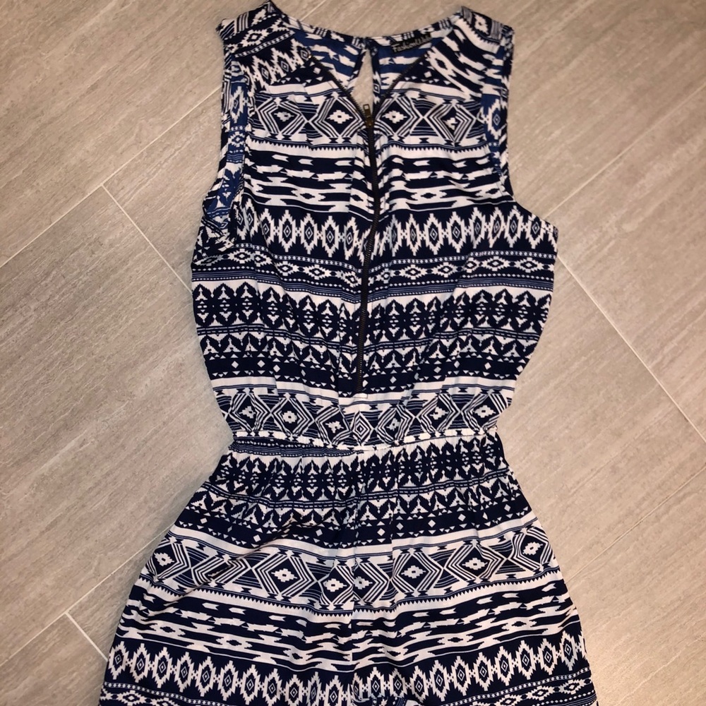 White & Blue Romper